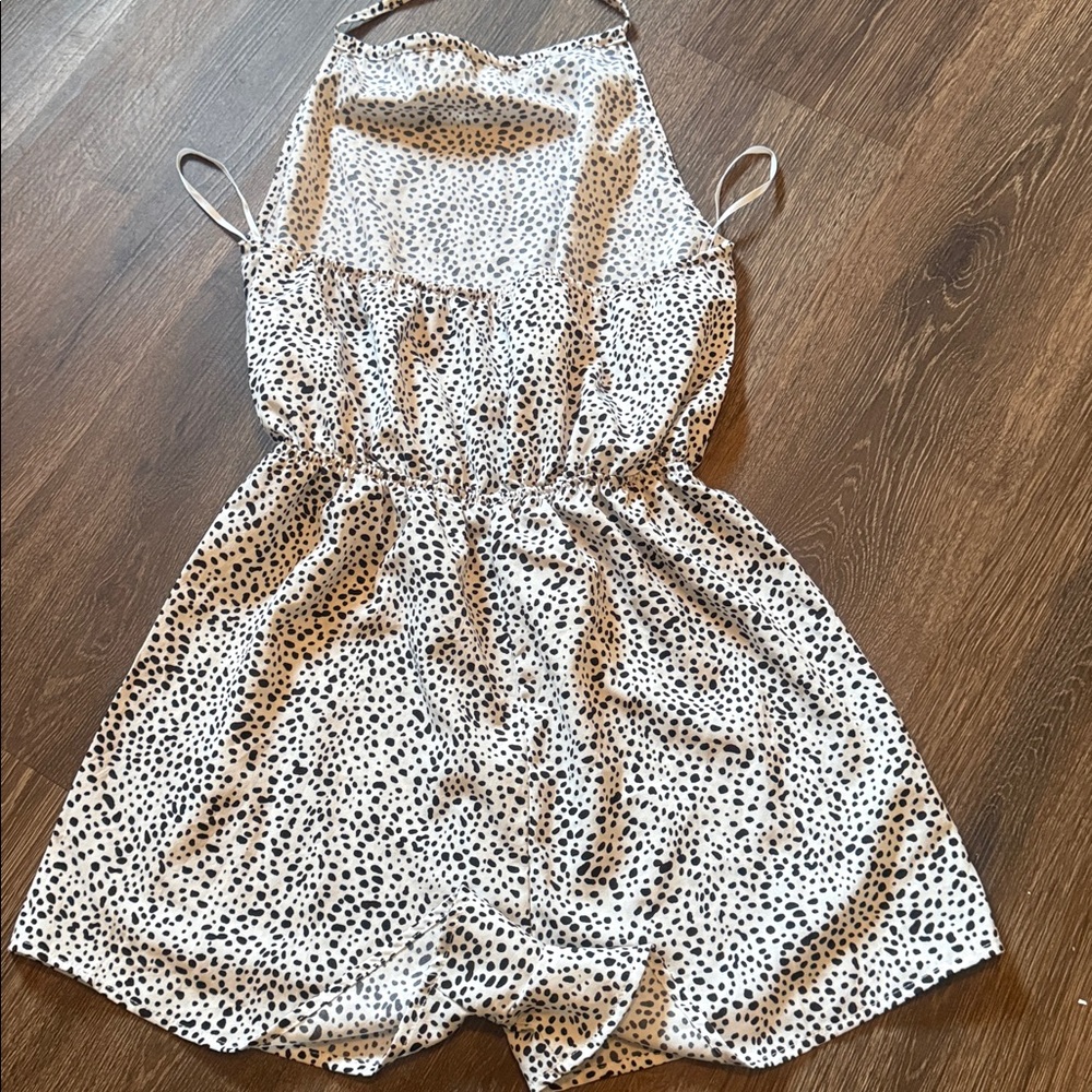 $ Clearance Sale $ Shein Black and White Dotted Halter Romper - Picture 2 of 4